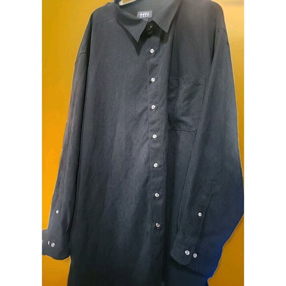 Harbor Bay Mens Black Button Up Long Sleeve Dress Shirt 4XL CR50 Excellent - Picture 1 of 5